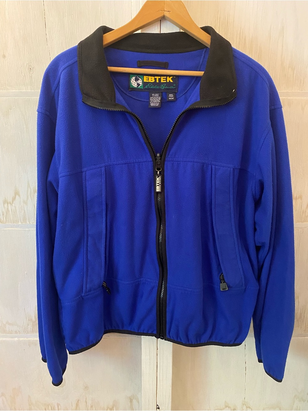 Eddie Bauer Vintage Royal Blue Full-Zip Fleece Jacket with Black Trim